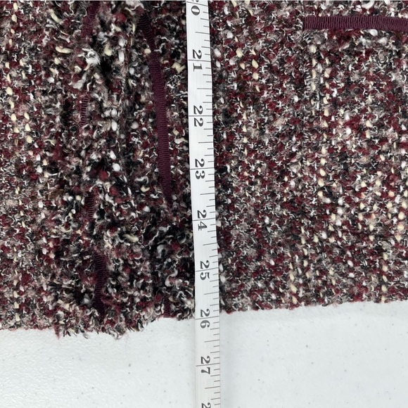 Talbots Vintage Wool Blend Snap Maroon Tweed Boucle Knit Long Sleeve Jacket - Picture 10 of 11